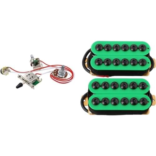 1 Set Guitar Wiring Kit 1 Volume 1 Tone 3 Toggle Switch & 2Pcs Double Coil Electric Guitar Humbucker Pickup Bridge
