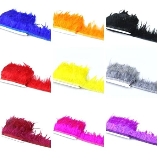1 Meter 10-15CM Chicken Cock Feathers Trim Cloth Sideband Chicken Rooster Tail Feather Trims Party Clothing Wedding Decoration