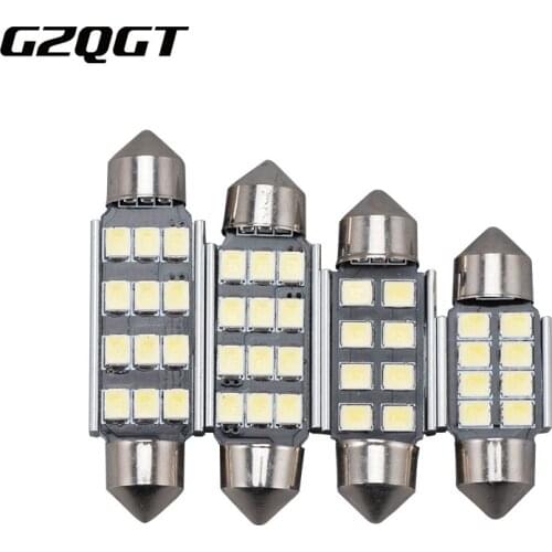100pcs New 31mm 36mm 39mm 41mm 8SMD 12SMD 2835 C5W CANBUS No Error Led Car License Plate Lights Dome Reading Lamp White DC 12V