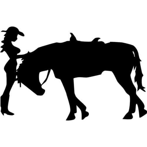 16.8cm*10.7cm Cowgirl And Horse Fashion Vinyl Decal Car Sticker Accessories Black Silver S6-2760