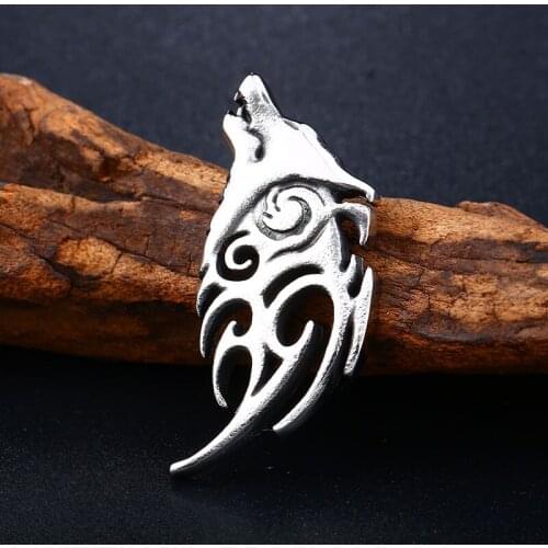 316L stainless steel howling wolf pendant viking men charm amulet jewelry for men