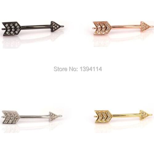 35*7*6mm Micro Pave Clear CZ Arrow Arc Connectors For Men And Women Making BraceletS Jewelry