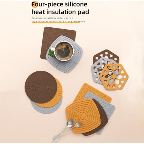 4 Pcs Silicone Square Insulation Pad Mesh Cushion Cup Mat Kitchen Dining Table Pad Home Tools