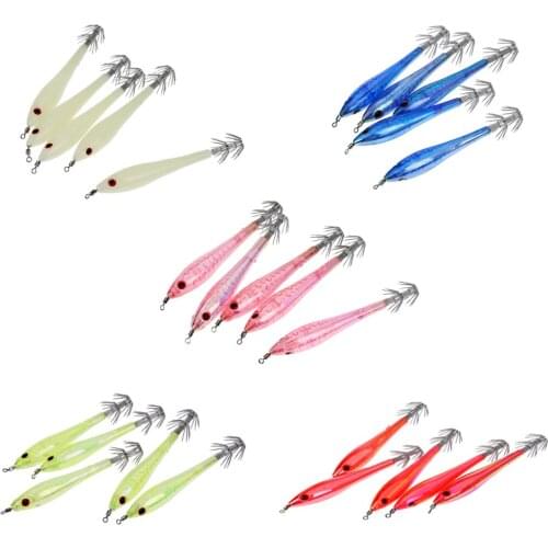 5pcs Noctilucent Squid Lure Hook Cuttlefish Saltwater Fishing Lure Hard Baits for Fishing Lovers
