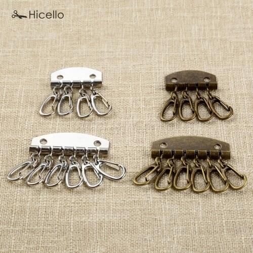 5PCS/lot Patchwork Sewing Metalware Key Row Ring Holder Handmade Fabric Leather Hicello Silver Bronze DIY Key Chain Hicello