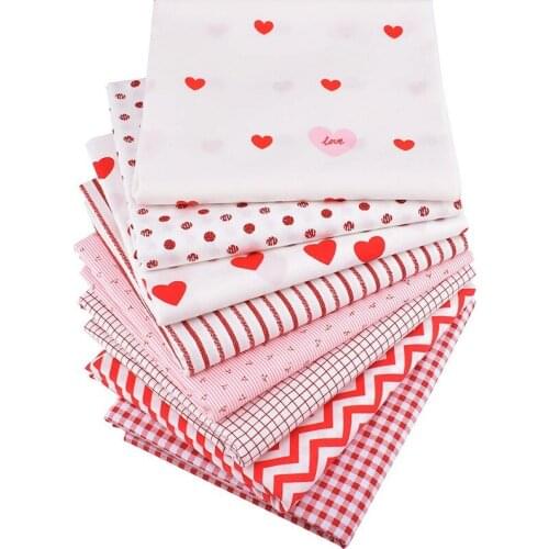 6 Sheet Muti sizes Apparel Fabric Cartoon Print Cloth Material Cotton DIY Handmade Patchwork Sewing Supplies-Red Series