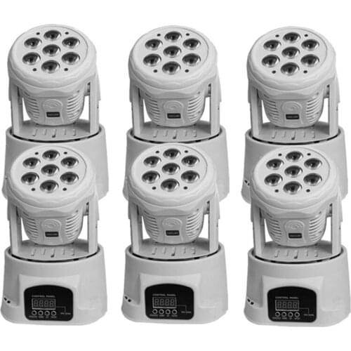 6 pieces/lot White Mobile Head LED Wash 7x12W RGBW Moving Head Lights/DJ Equipment Powerful Mini Moving Lights Disco DJ Lighting
