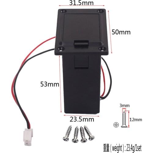 ABS 9V Battery Case Holder Compartment Cover with Screws for Guitar Bass Parts Accessories Replacement