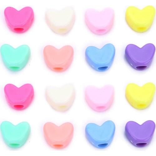 12*9mm Acrylic Heart-shaped Beads Candy Color For Girls Children Jewellery Necklace DIY Costume Accessories Party Game