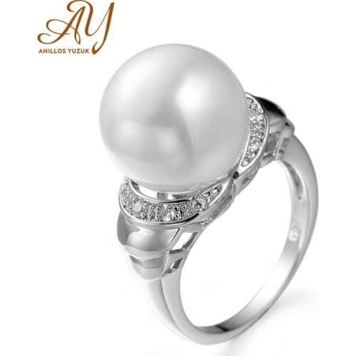 Anillos Yuzuk Genuine 925 Sterling Silver Gentle Shell Bead Ring Finger Rings For Women Wedding Jewelry Size 6 7 8 9 10