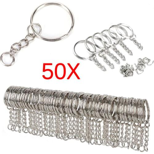 Silver Plated Metal Blank Keyring Keychain Charms Split Ring Keyfob Key Holder Link Rings Women Men DIY Key Chains Accessories