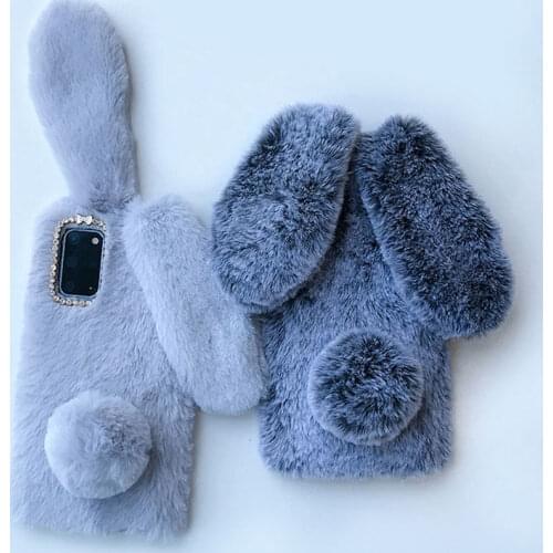 Cute Rabbit Ears Case For Samsung Galaxy A52 A32 A42 A72 A22 A82 5G A71 A51 A50 A70 A30S A30 Diamond Soft TPU Plush Phone Cover