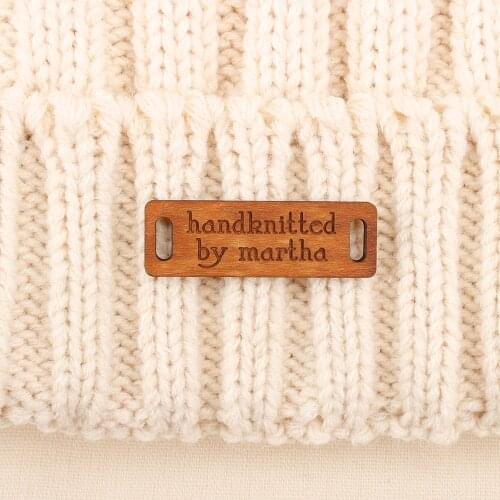 Wooden labels, personalized tags, knit labels, Custom Name, Handmade,Text & Symbol, Personalized Name, Knit Labels (TB1443)
