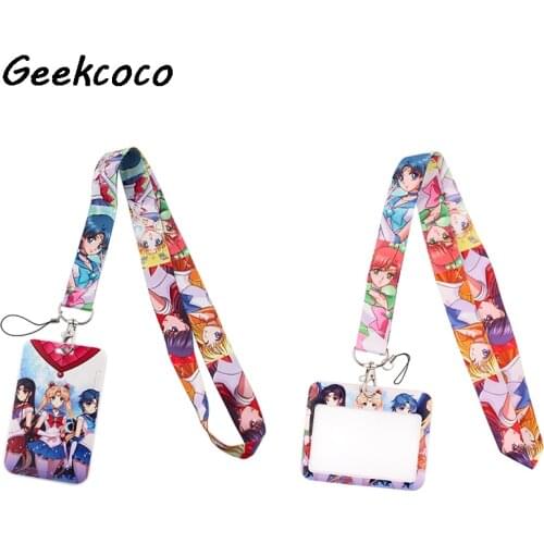 J2695 Anime Girls Card Holder ID Holder Man Woman Bus Card Holder Staff Card With Lanyard