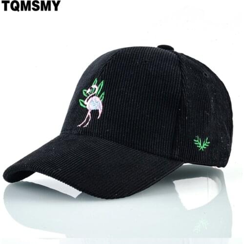 TQMSMY Spring bone womens Corduroy snapback cap embroidered Flamingo hats for grils baseball cap casual hip hop hat ladys gorro