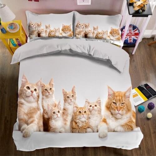 4/6pcs Luxury bedding set 3D gold cat Kids duvet cover sets Us size super King bed linen bedclothes