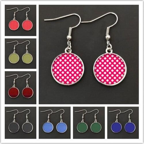 Round glass cabochon earrings, colorful dot earrings, hemispherical dome jewelry earrings, decorative gifts for girls