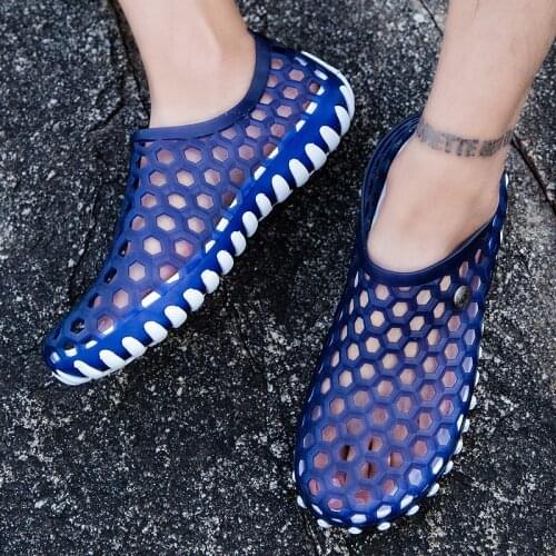 Men 39 s eva sandals hollow lightweight breathable casual clogs beach garden jelly shoes summer plastic holes slippers shower