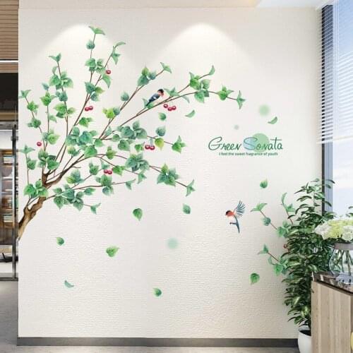 Large Tree Wall Stickers Green Art Living Room Sofa TV Backdrop Wall Decoration Bedroom Decor Decals Home Office Decor