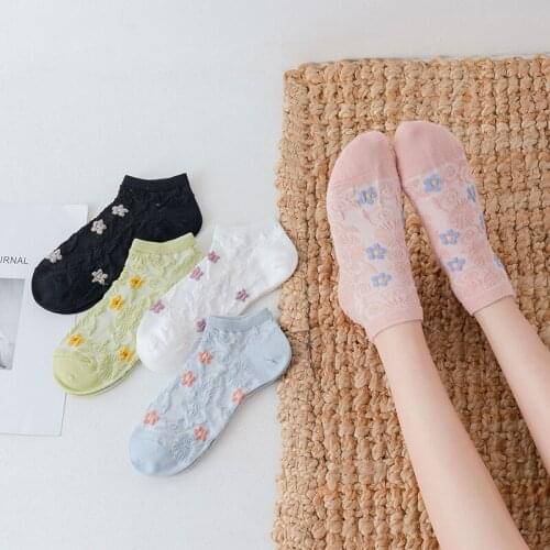 Fashion Women Socks New Floral Ankle Socks Sweet Girls Printed Cotton Women Fashion Socks Ankle Girl Short Socks Casual Color