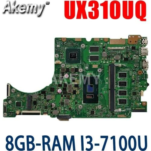 New Laptop motherboard W/8GB I3-7100U GT940MX-2GB For ASUS UX310UQK UX310UQ UX310UV UX410UV UX410UQ UX410UQK original mainboard