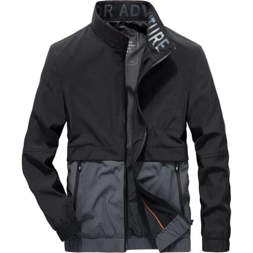 2019 New fashion male spring autumn jacket stand collar long sleeves contrast color casual outfit men outwear blouse tops M-3XL