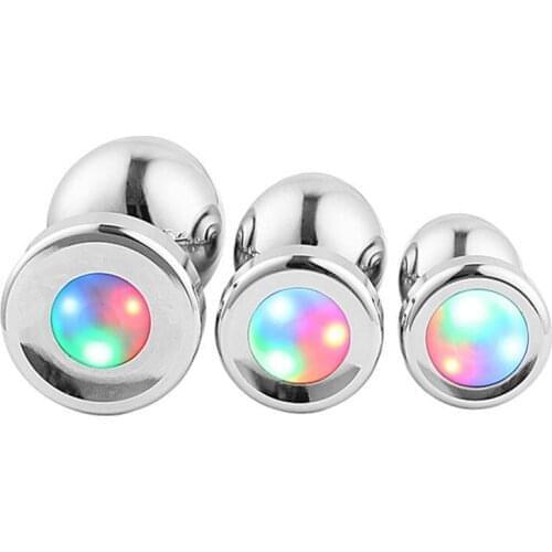 New detachable colorful luminous metal Steel anal plug butt plug insert dildo insert gay Sex toys for men women Adult BDSM