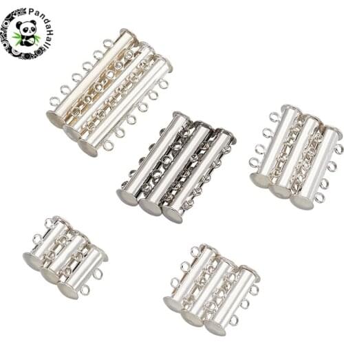 Pandahall 1 Set Brass Slide Lock Clasps for DIY Jewelry Components Necklaces Bracelets Earrings DIY Making Mixed Sizes 2 Colors