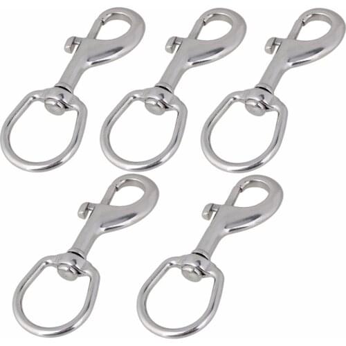 Rotatable Swivel Round Eye 304 Stainless Steel Bolt Snap Key Chain Clip 115mm 5pcs