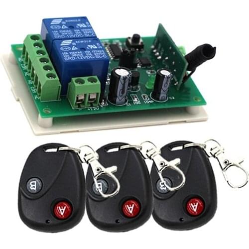 A B Button DC24V 2CH Remote Control Garage Door RF Wireless Remote Control Switch System 3X Transmitter + 1 X Receiver
