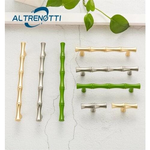 Bamboo Shape Furniture Cabinet Handle T Bar Zinc Gold Green Nickle Cupboard Drawer Wardrobe Kitchen Creativity Door Pull Knob