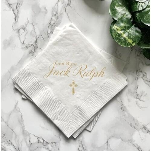 Personalized any text God Bless Christening/Baptism Napkins First Holy Communion -Holy Communion Napkins - Religious Napkin