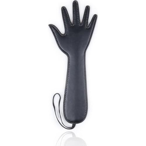 Sex Fetish Bondage Black Slapper Spanker Hand Shape Faux Leather Spanking Paddle Hand Design Novelty Whip