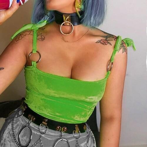 Sexy Crop Top Women Fashion Summer Bownot Strap Sleeveless Solid Color Casual Vest Green Ladies Short Tank Tops 2021 Haut Femme