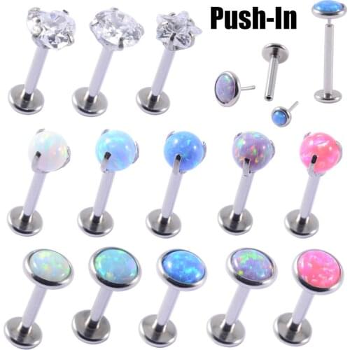 New Cartilage Helix Tragus Stud Pin Earrings G23 Titanium Oper Lip Nose Piercing Zircon Aobao Round Bead Earbone Earrings