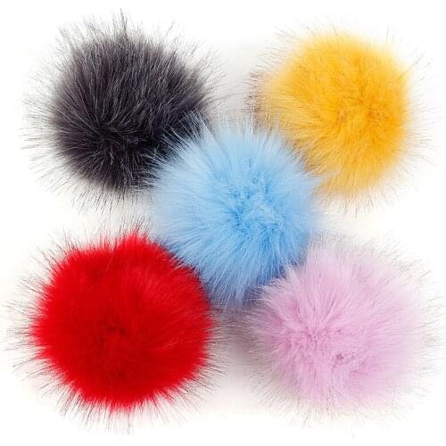 Color False Hairball Hat Ball Pom Pom For Women Faux Fox Fur PomPom Handmade DIY Artificial Wool Ball Cap Accessories