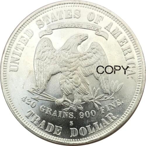 United States of America 1873 s Seated Liberty 1 One Dollar Trade Dollars Cupronickel Silver Plated Copy Coins