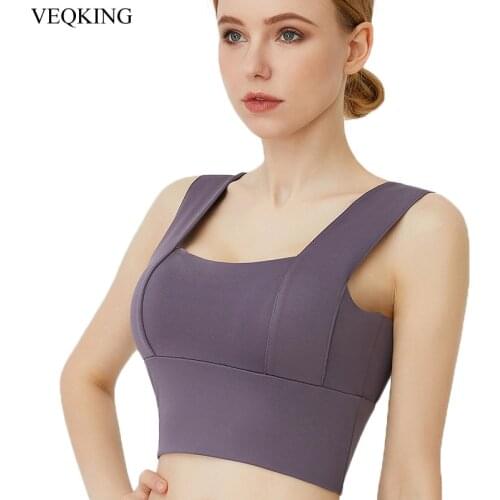 VEQKING Shockproof Push Up Sports Bras,Women Breathable Gym Yoga Bra,Widened Shoulder Running Workout Bra Gym Sports Tank Top