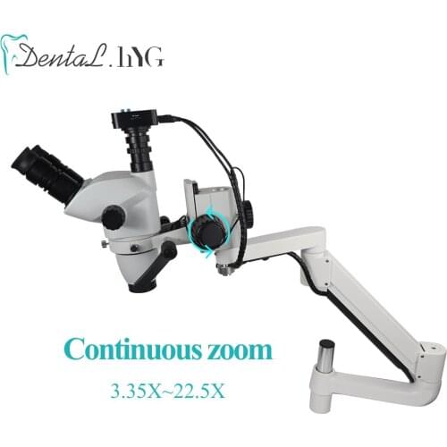Dental Equipment Microscope With 1600W Camera 3.35X~22.5X Continuous Zoom Clip On Dental Chair