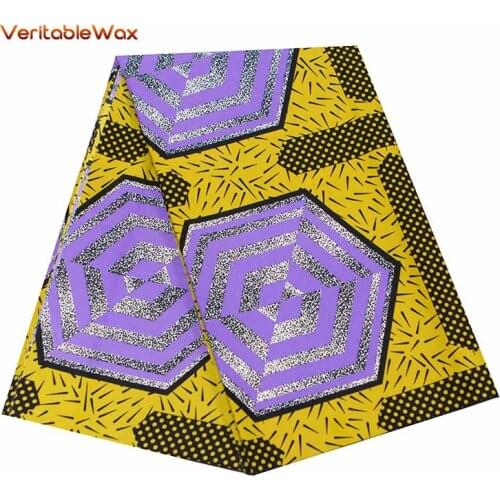 VeritableWax Ankara Polyester Farbic Purple Diamond Pattern Meterial for Men Clothing African Fabric for Party Dress FP6342