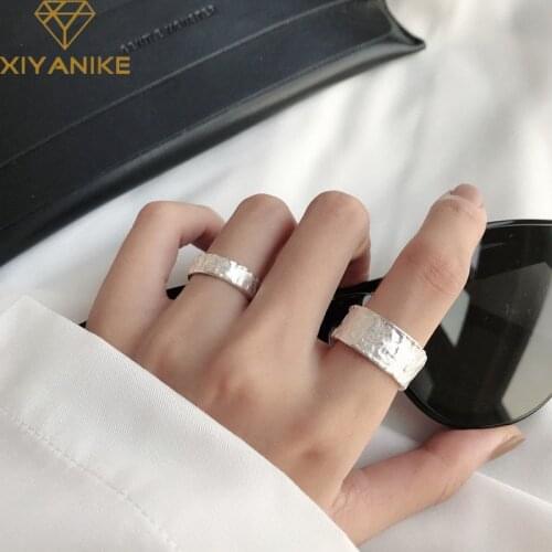 XIYANIKE Prevent Allergy 925 Sterling Silver Couple Rings Trendy Minimalist Geometric Handmade Jewelry Wedding Accessories Gifts
