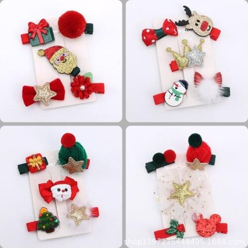 Dog/ children hairpin Christmas suit hair pet accessoriesTiara pet hairpin clip 1set=5pcs