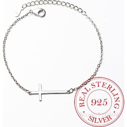 925 Sterling Silver Cross Charm Bracelet For Women Bracelet &Bangle Fashion Jewelry Birthday Party Gift