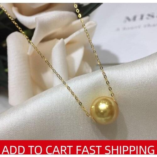 NYMPH Real 18K Gold Pearl Necklace Pendant Fine Jewelry AU750 Chain Natural Southsea Pearls Luxurious 18K Gold Wedding D339