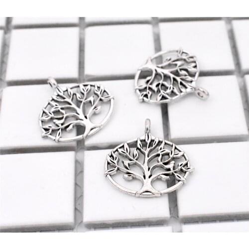 10pcs/lot 27x26mm Antique Silver Plated Tree Charms Pendant DIY Handmade Jewelry Accessories