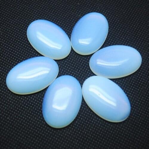 10pcs opal glass cabochons oval shape white glass cabs no hole for charms pendants new beads accessories diy fittings