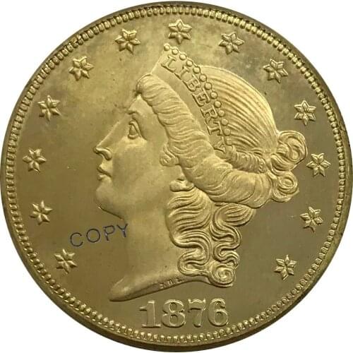 1876 United States 20 Twenty Dollars Liberty Head Double Eagle with motto Gold coin Brass Collectibles Copy Coin