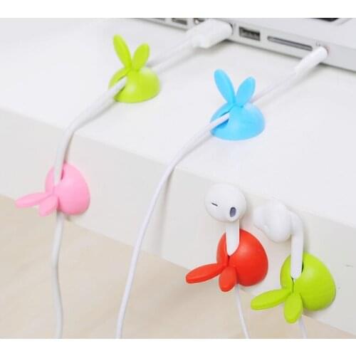 4pcs Line Organizer Desktop Set Rabbit w53d Space Saving Desktop w48 School Cute Wire Holder Winder