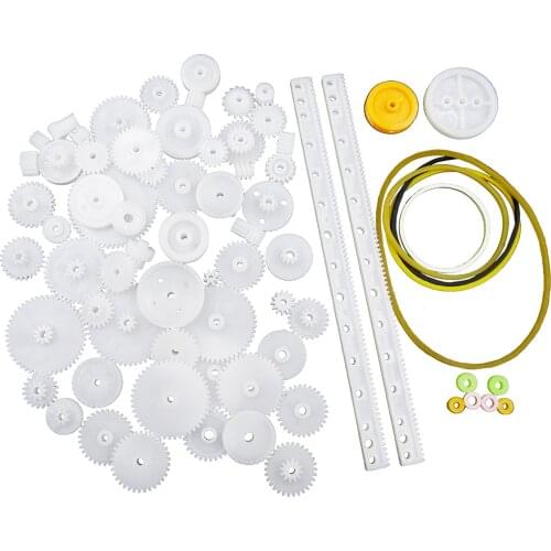 5set 75PCS/lot Plastic Gear,Rack,Pulley,Belt,Worm Gear,Single-and Double-gear 8-56 Teeth