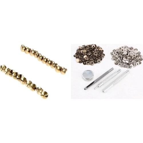 50 Pcs Silver Bronze 10Mm Snap Button Metal + Tool Set For Leather Handbags & 10 Pcs Arc Solid Brass Button Stud Screw Promotion